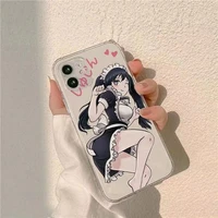 two dimensional maid phone case for iphone 12 mini 11 pro x xs max xr 7 8 6 6s plus transparent luxury soft phone back tpu cover