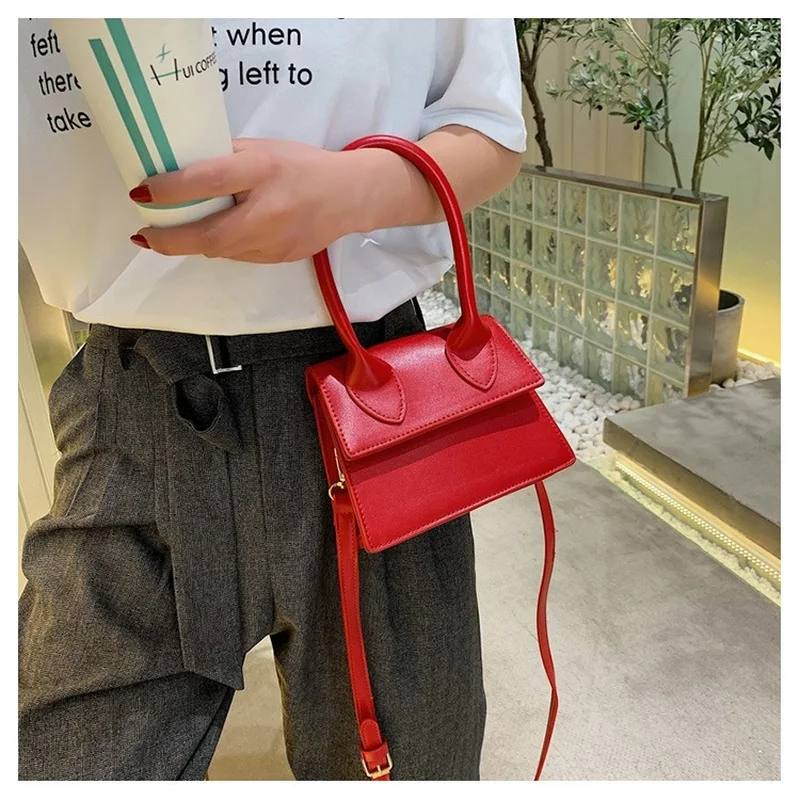 

2021 New Korean Version of High-quality Leather Portable Shoulder Bag Brand Designer Fashion Lady Western Style Small Square Bag