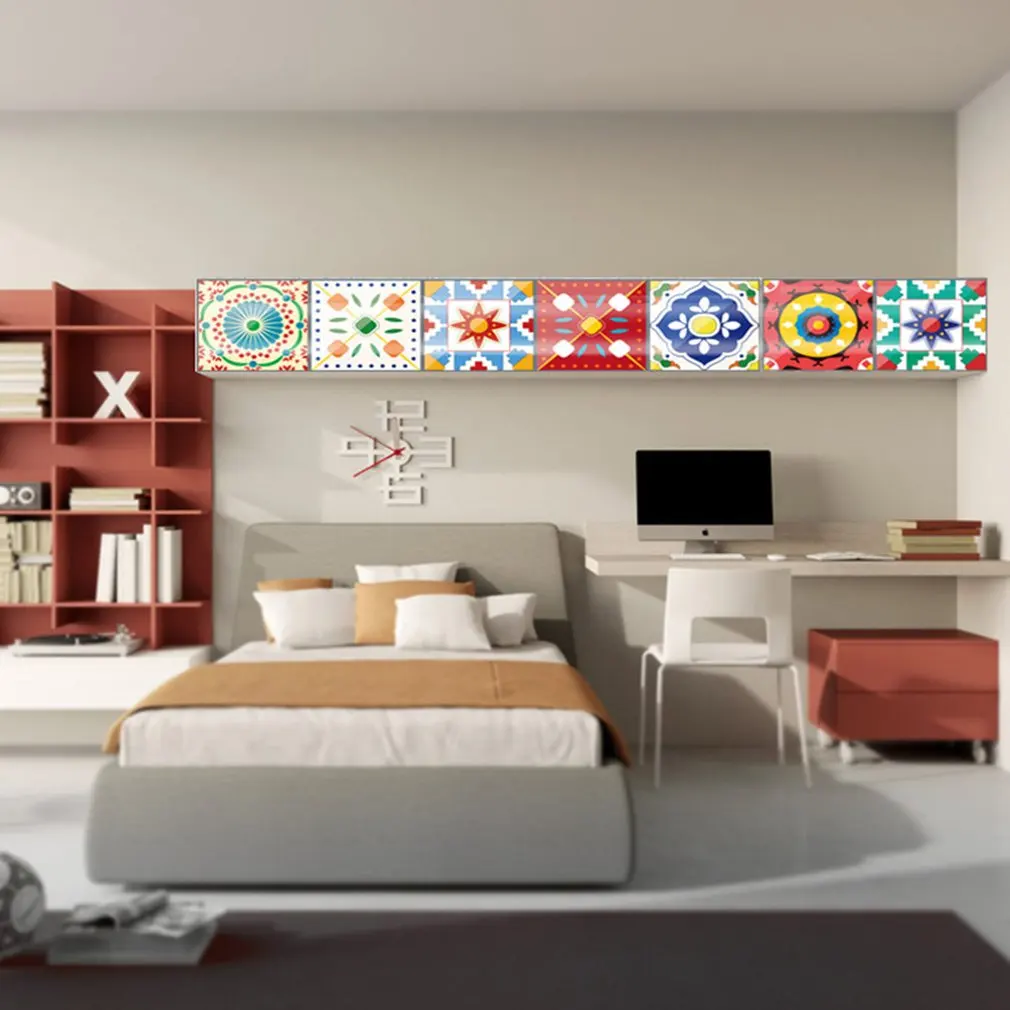 10 шт./пакет разноцветной мозаикой дизайн самоклеющиеся наклейки в форме плитки с