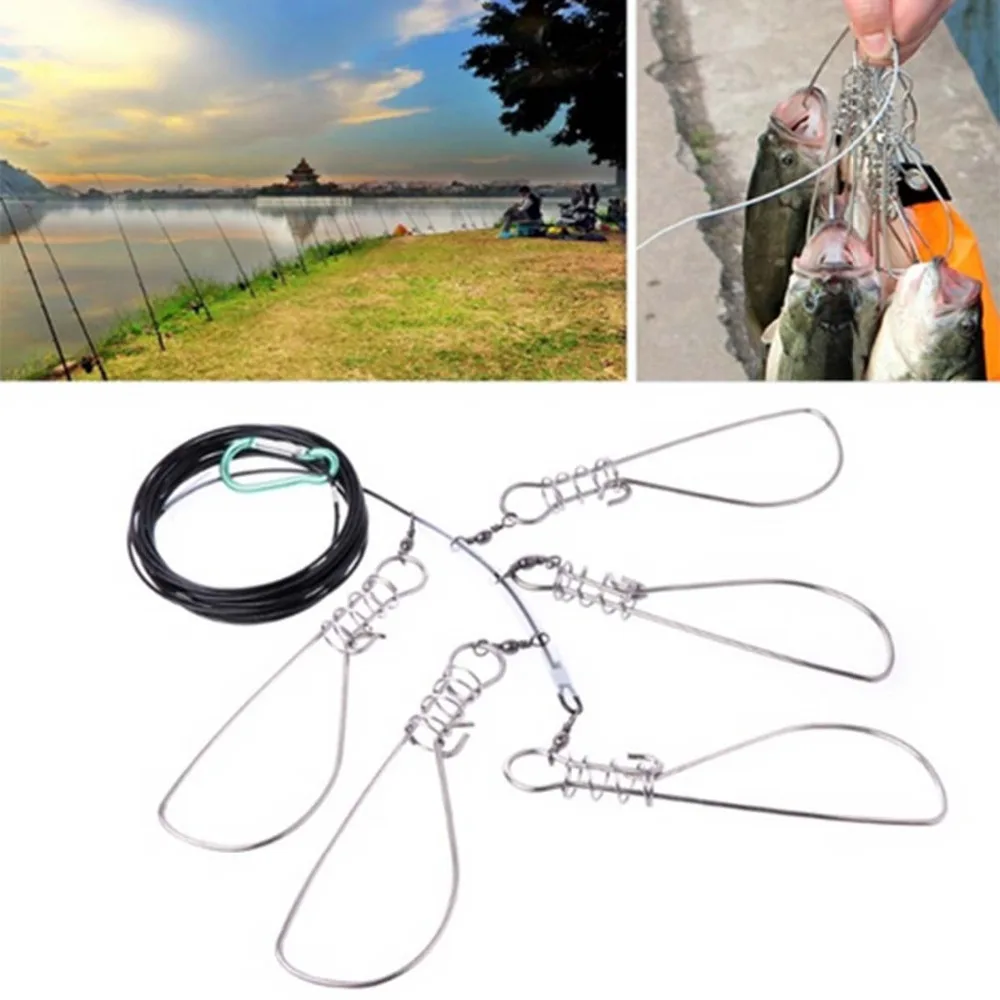 

New 5M Portable Fishing Lock Stainless Steel Live Fish Bucket Stringer Fishing Tackle Tools For Accessories