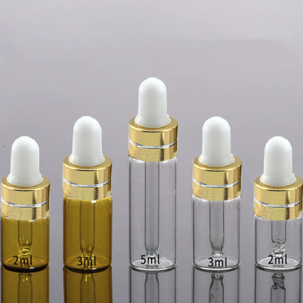 

50Pcs 2ml Small Glass Dropper Bottle Essential Oil Subpackaging Bottle Refillable Dropper Bottle