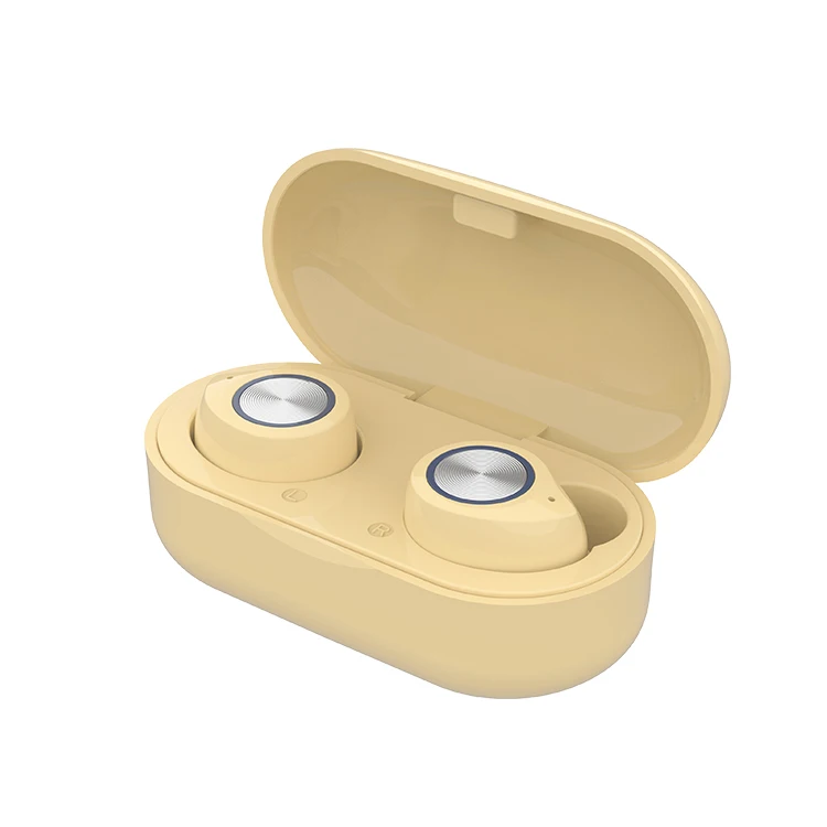 TWS беспроводные наушники, Bluetooth наушники 5,0, сенсорное управление, наушники с микрофонами, гарнитура, шумоподавление, Hi-Fi стерео - Цвет: Yellow