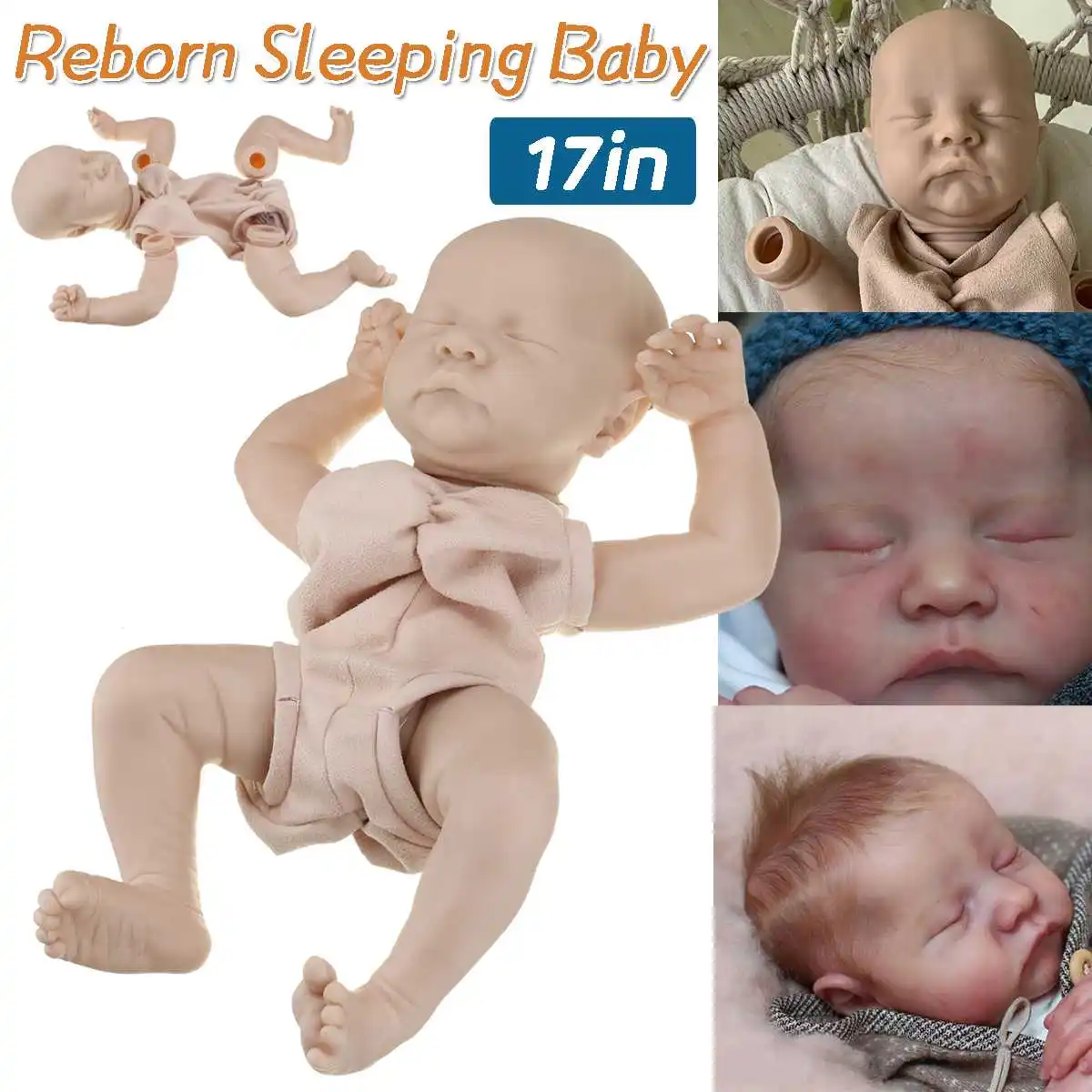 

17 дюймов Неокрашенный Незаконченный Reborn Baby Doll детская 43 см для ухода за ребенком для мам реалистичные куклы новорожденных спальный детские ...
