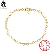 orsa jewels 925 sterling silver heart chain anklet for women fashion foot bracelet summer girls sexy silver leg jewelry sa10