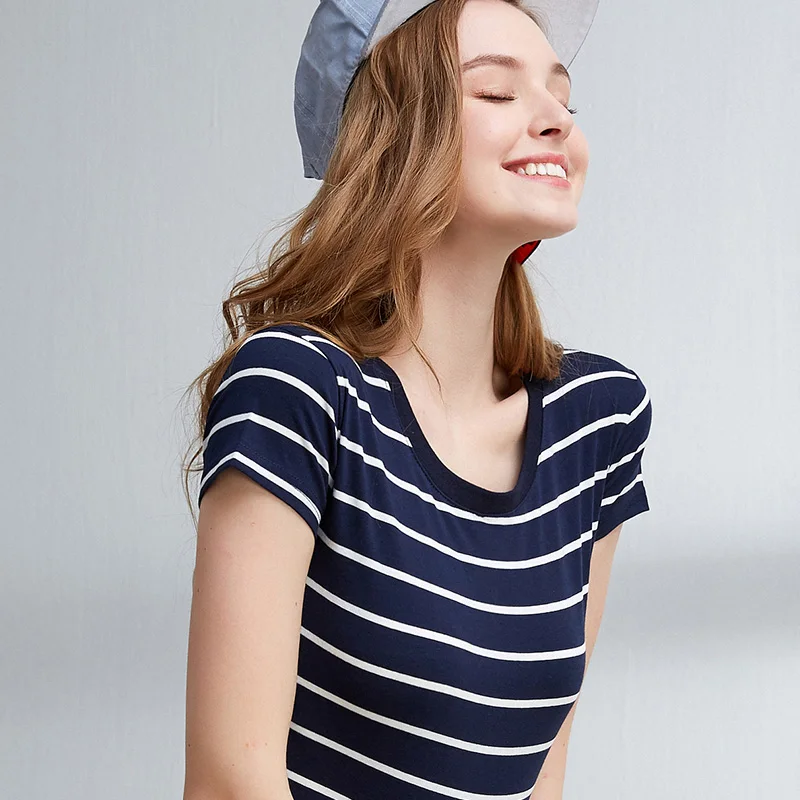 Футболка женская облегающая из чистого хлопка высокоэластичная короткая