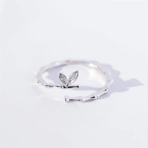 Женские кольца из серебра 925 пробы, регулируемого размера, с листьями циркония