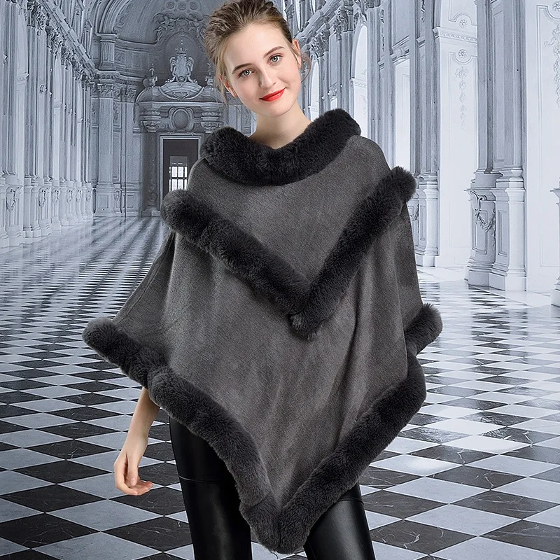 Женская накидка из искусственного меха накидки и шали модный свитер пончо