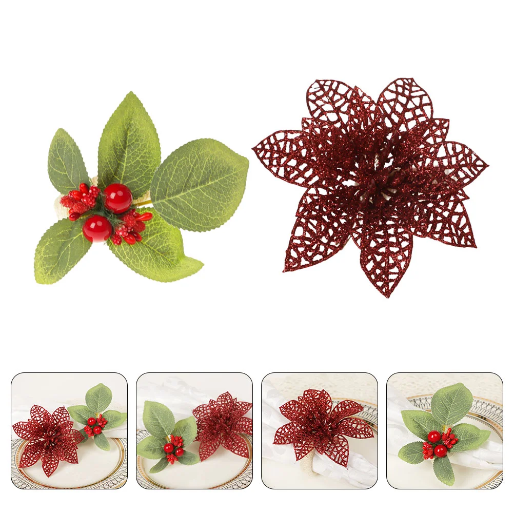 

2pcs Delicate Christmas Napkin Ring Decorative Napkin Buckle Napkin Clasps