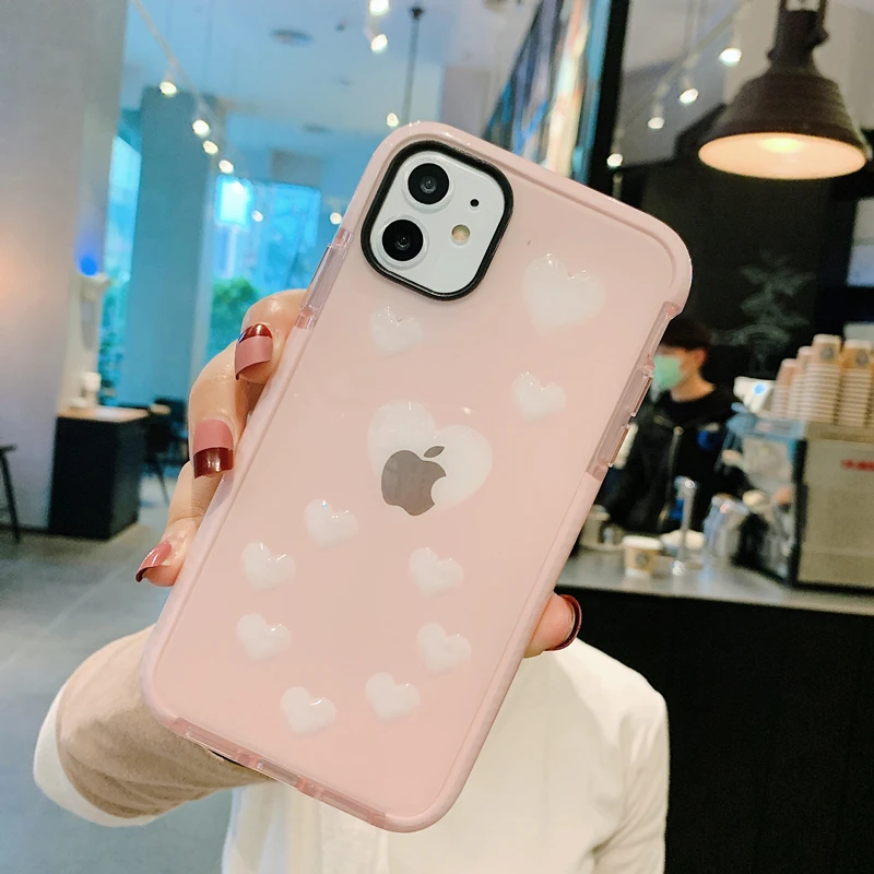 Роскошный прозрачный противоударный чехол-бампер с сердечком для iPhone 11 Pro XS Max XR X 7