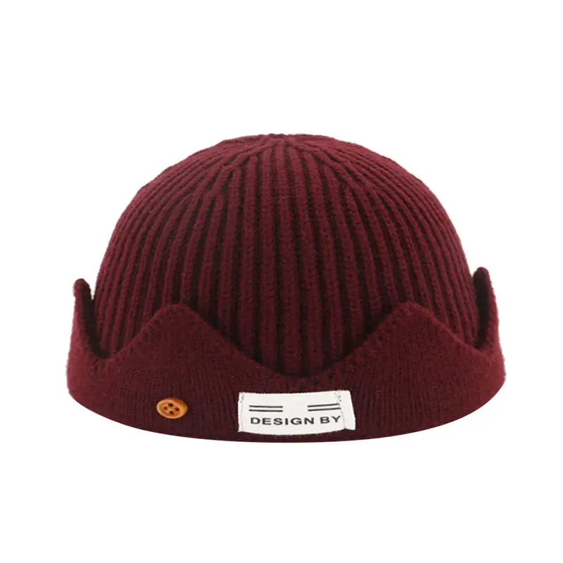 Новинка мужская женская короткая с манжетами вязаная шапка Ретро стиль темно