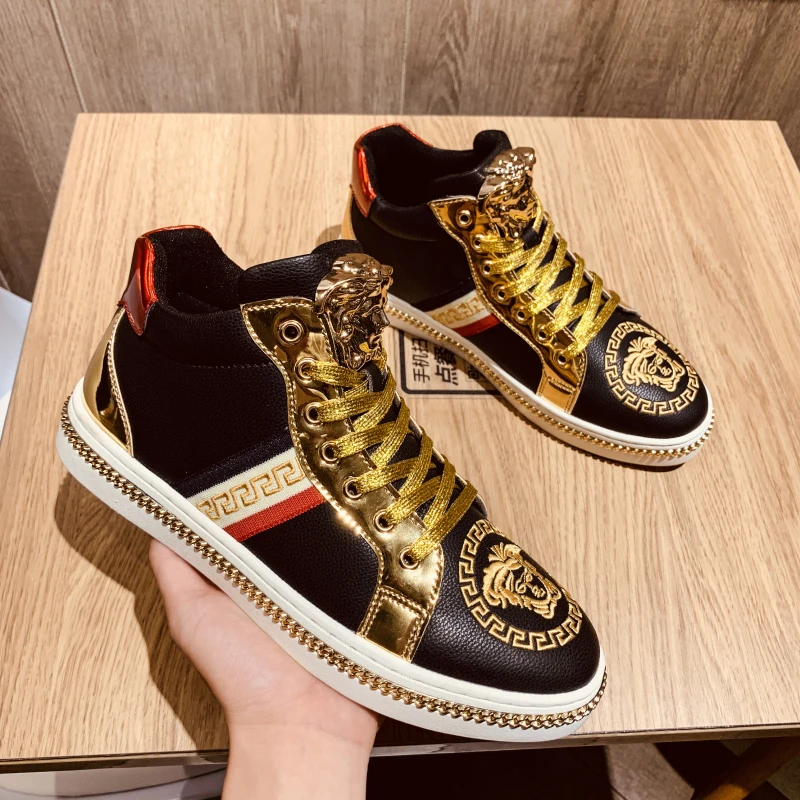 Winter Ankle boots Men Shoes luxury brand Fashion Leather Boots For Men Casual Waterproof Flat Male Shoes chunky Sneakers - Color: 10039 black