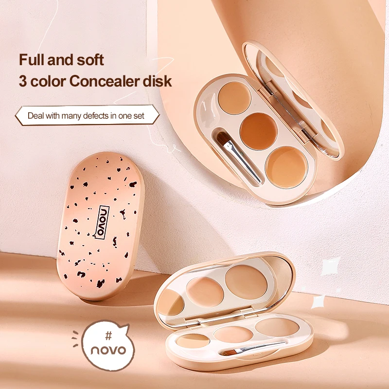 

3 Color Concealer Plate Brightening Moisturizing Acne Cover Dark Circles Spots Concealer Cream Natural Waterproof Makeup TSLM1