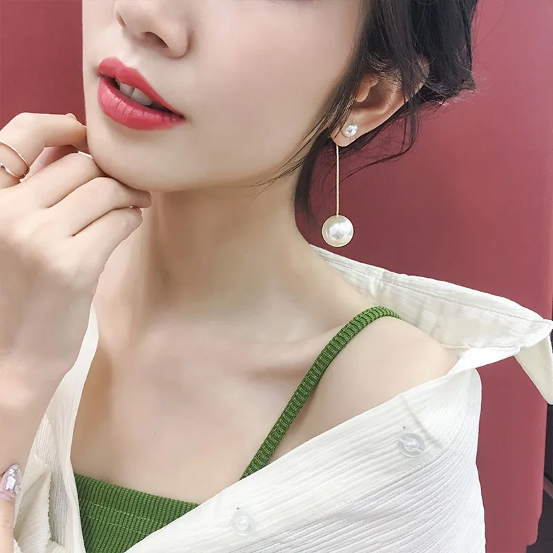 Корейские модные серьги-гвоздики с искусственным жемчугом Элегантные