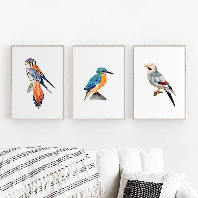 

Abstract Watercolor Bird Canvas Painting Wall Beautiful Modern Bird Art Print Poster Living Room Wall Murals Picture Home Decor