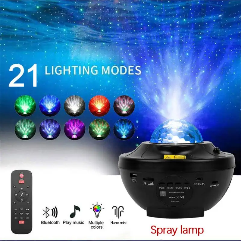 

LED Star Galaxy Projector Night Light Room Decor Spray Music Starry Sky Lamp Projection Spray Lamp Home Atmosphere Decoration