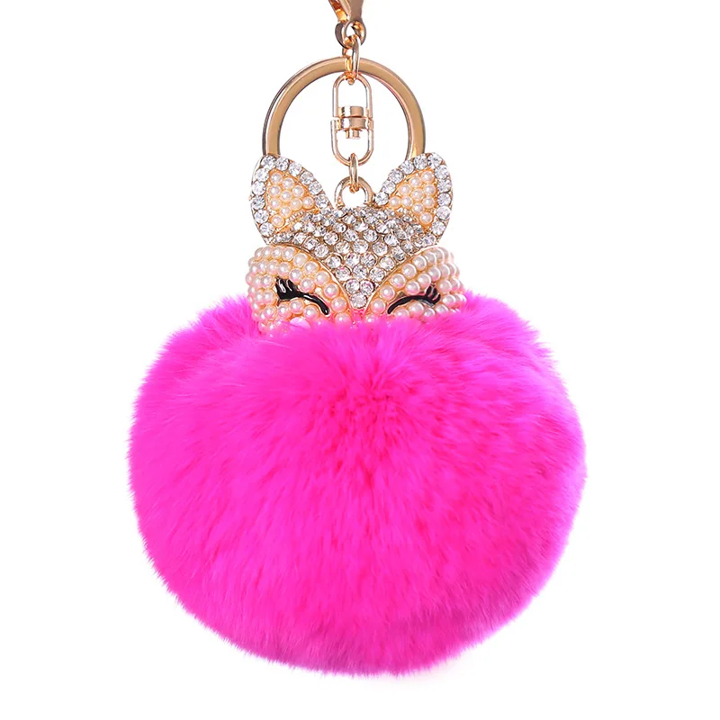 

New style multiple fox fur ball keychain cartoon fashion colorful cute keychain