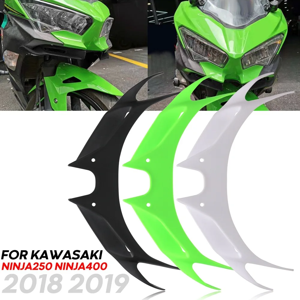 

NINJA400 Motorcycle Front Fairing Aerodynamic Winglets Cover Protection Guards For KAWASAKI Ninja 400 Ninja 250 2018 2019 Black