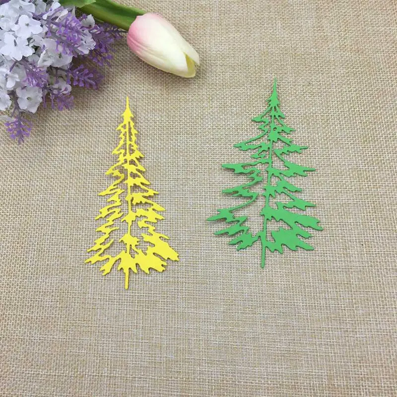 2 шт сосновые Вырубные штампы Merry Christmas Tree металлические штампы формы для DIY скрапбукинга альбом декоративные бумажные карточки ремесло