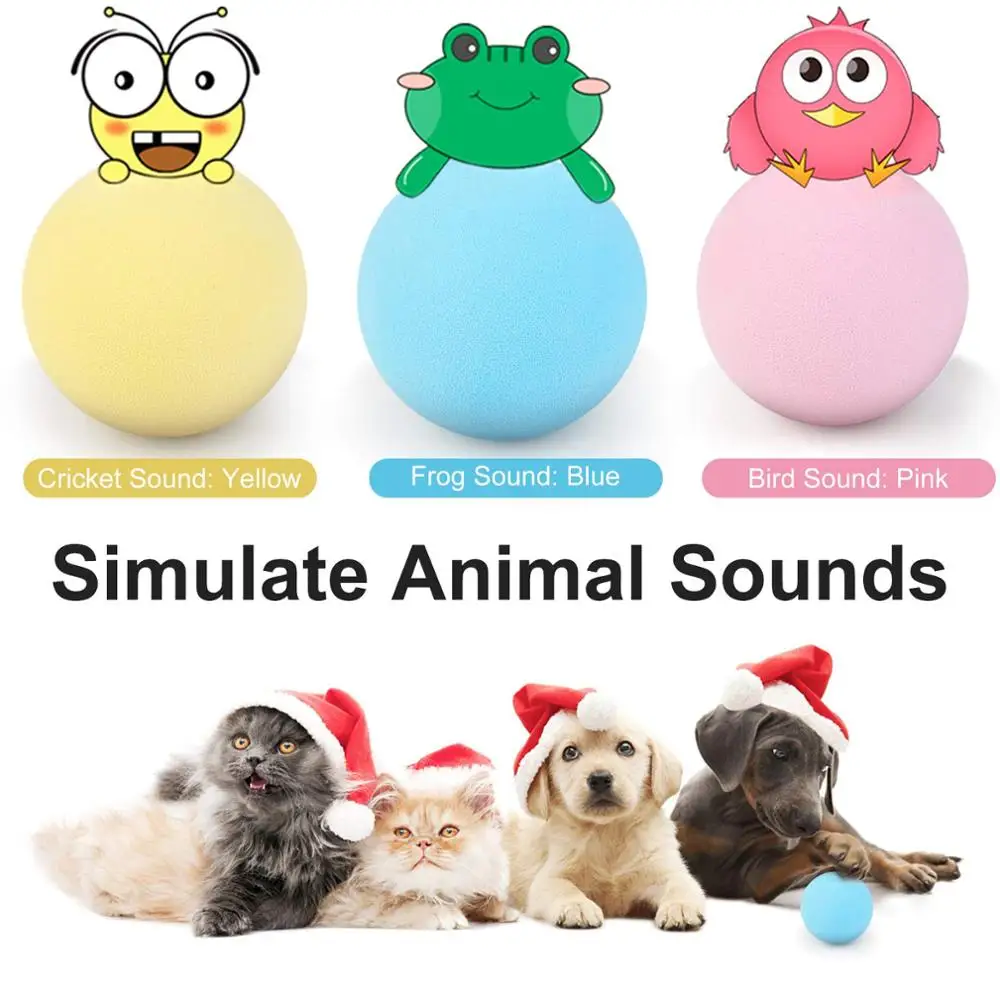 

Simulation Animal Sounds Interactive Cat Toys Catnip Training Toy Ball Pet Squeaky Ball For Kitten Cat Novelty Toy