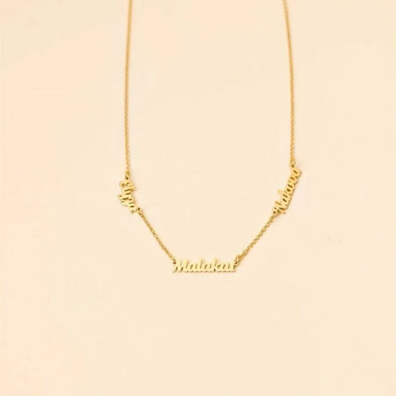 Popular Multiple Name Necklace Nameplate Pendant Necklaces Stainless Steel Custom Necklace Chain Collares Para Mujer Jewelry