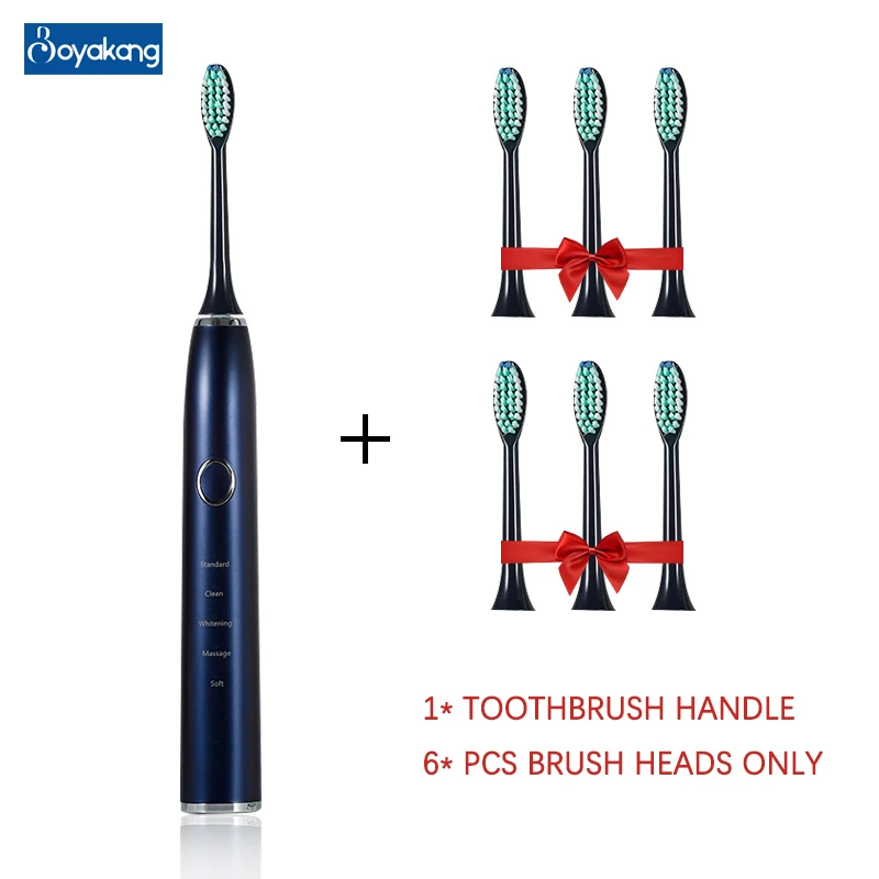 

Boyakang Smart Sonic Tooth Brush Rechargeable 5 Cleaning Modes Intelligent Memory IPX8 Waterproof Dupont Bristles USB Charging