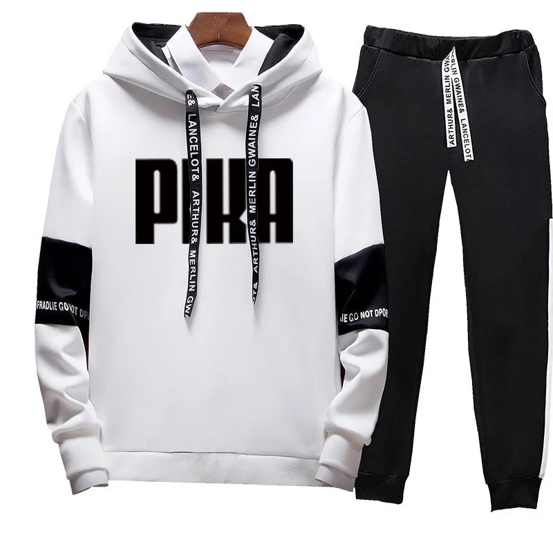 

2021 Men's Fashion Hoodie Suit Sportswear Track Suit Men Pullover Sweatshirt Casual Hoodies + Sports Pants Jogging Men's Hoodies