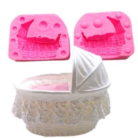 1pc cake mold 3d baby kid crib bassinet cradles carriage car silicone mold cake mould fondant tools decor mold cupcake