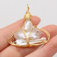 natural irregular oval white crystal bud pearl pendant handmade crafts diy necklace earrings jewelry accessories gift making