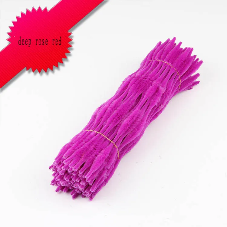 deep rose red 100 шт Красочные гофрированные шенилле Стебли трубы скрученный стержень ручной материал, аксессуары для поделок Детские интеллектуальные игрушки Дети - Цвет: deep rose red