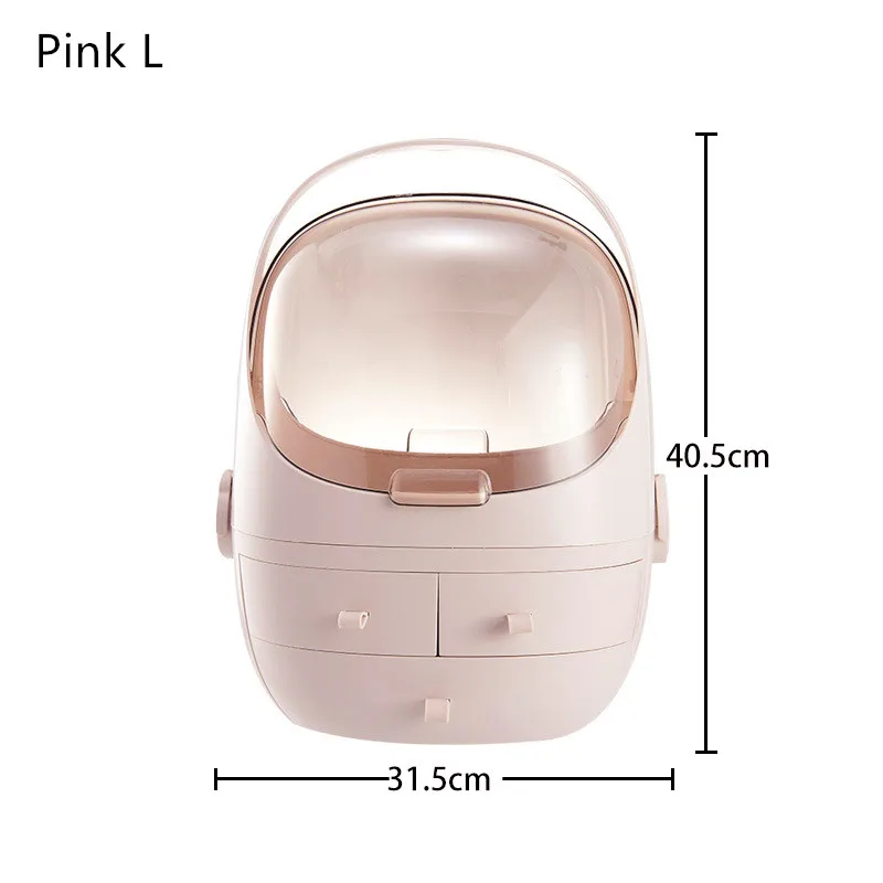 Pink Round L Портативный косметический ящик С Пылезащитным покрытием Мумия Хранение Косметики коробка Органайзер Ящики Пластиковые Ювелирные изделия парфюмерный контейнер водонепроницаемый - Цвет: Pink Round L