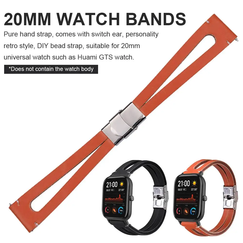20 мм кожаный ремешок элегантный для Amazfit GTS G ремешок для 20 мм Универсальный Ретро Простой Смарт часы аксессуары ремешок для часов