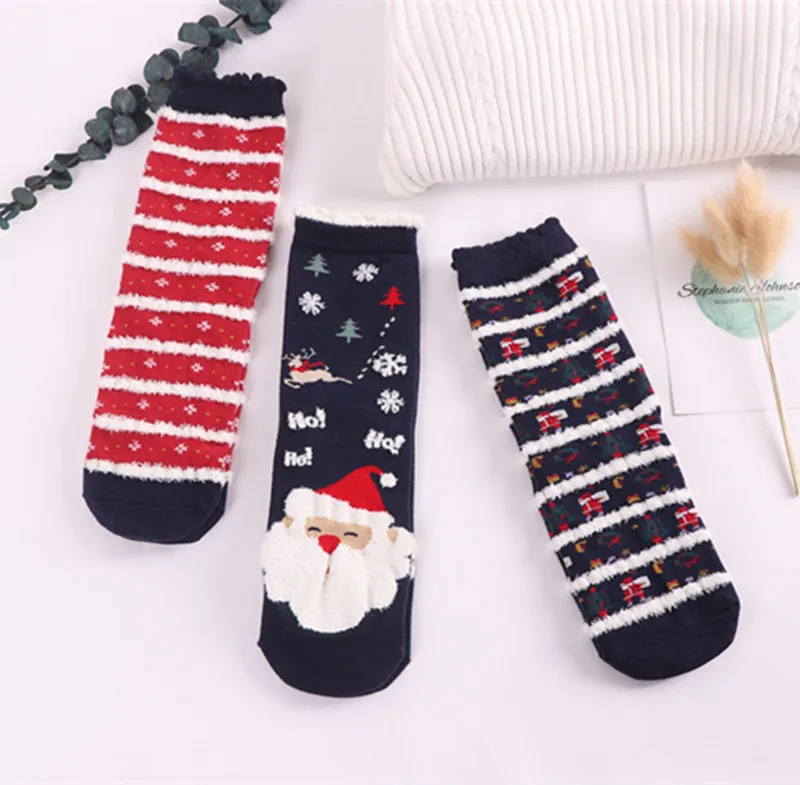 3 пары хлопковых рождественских носков для женщин и мужчин Новинка 2019 года сезон