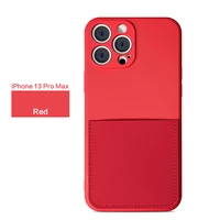 pure color silicone phone case for iphone13 pro promax mini skin texture anti fall case cards can be inserted on the back case