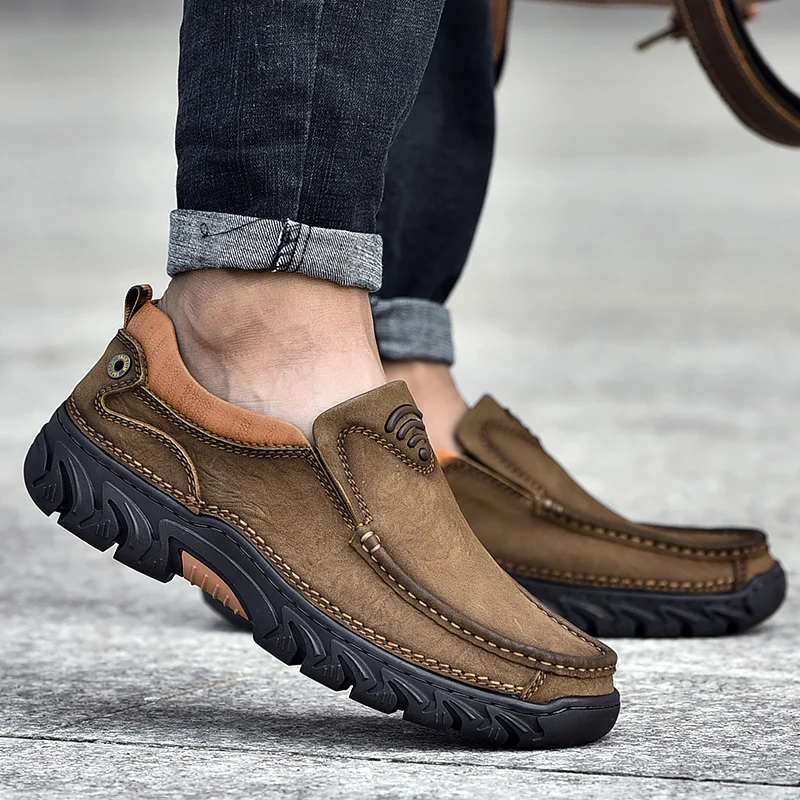 Plus Size Men Boots Genuine Leather Autumn Shoes Men Antiskid Retro Style Comfort Ankle Boots Shoe Outdoor Walking Men Shoes