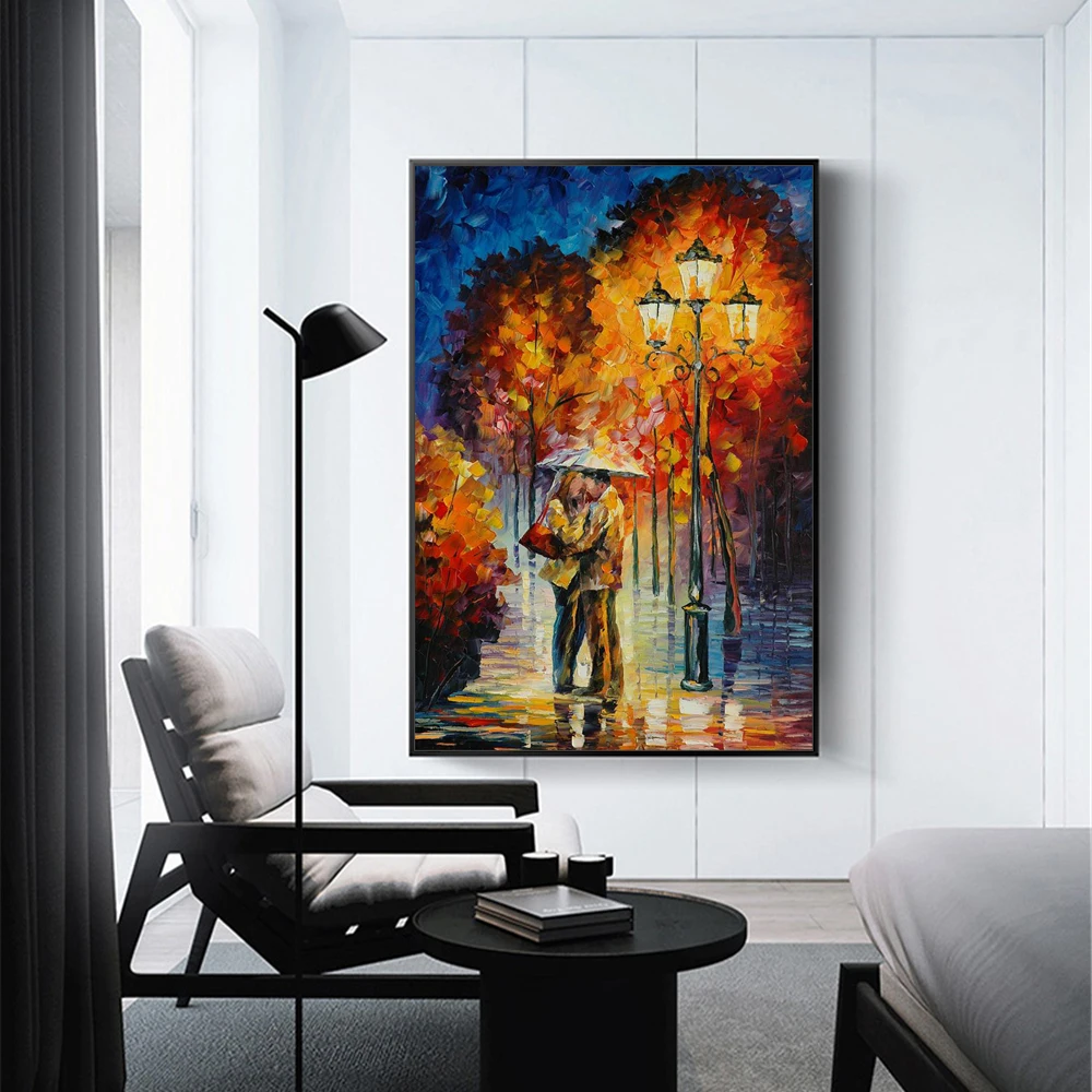 Ручная роспись палитра нож для влюбленных пейзаж Масляные картины на холсте