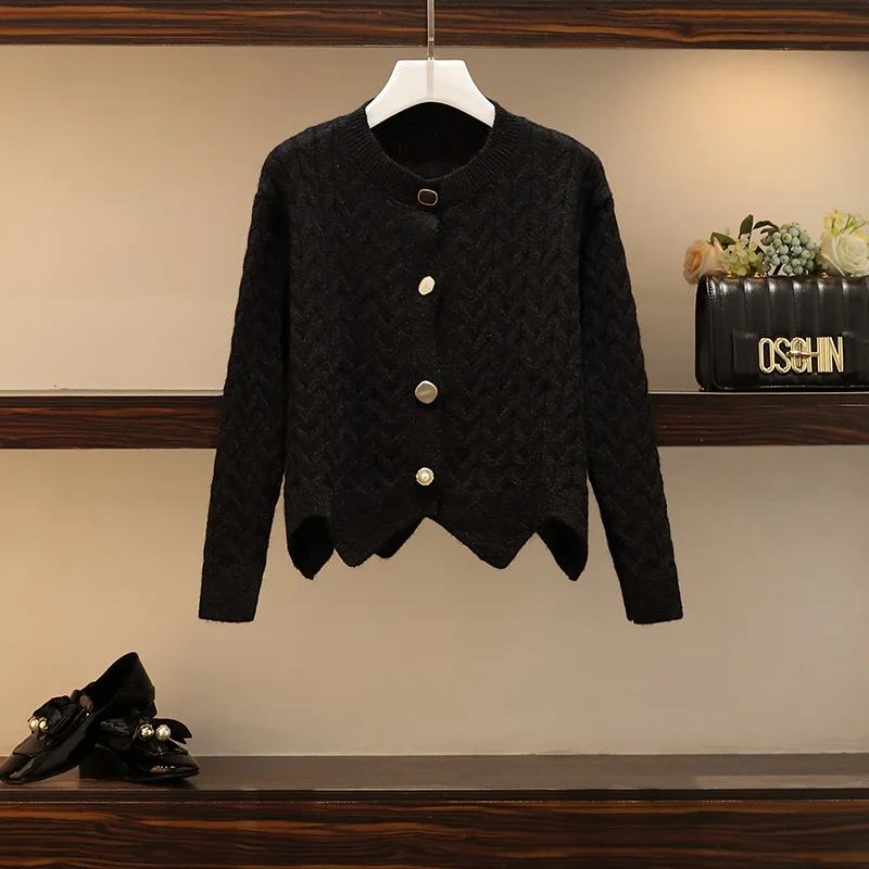 Sweater Trytree Autumn Winter Two piece set Casual O-neck Single Breasted Belt Top+ Skirt Elastic Waist Fashion Set 2 Piece Set - Цвет: Sweater