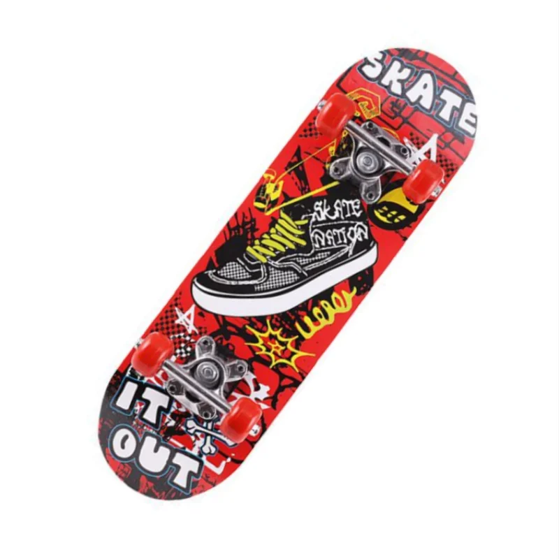 

AddFun Children Double Rocker Skateboard for Beginner House Pet Convenient To Carry Stickers Skateboarding Completed 4 Wheels