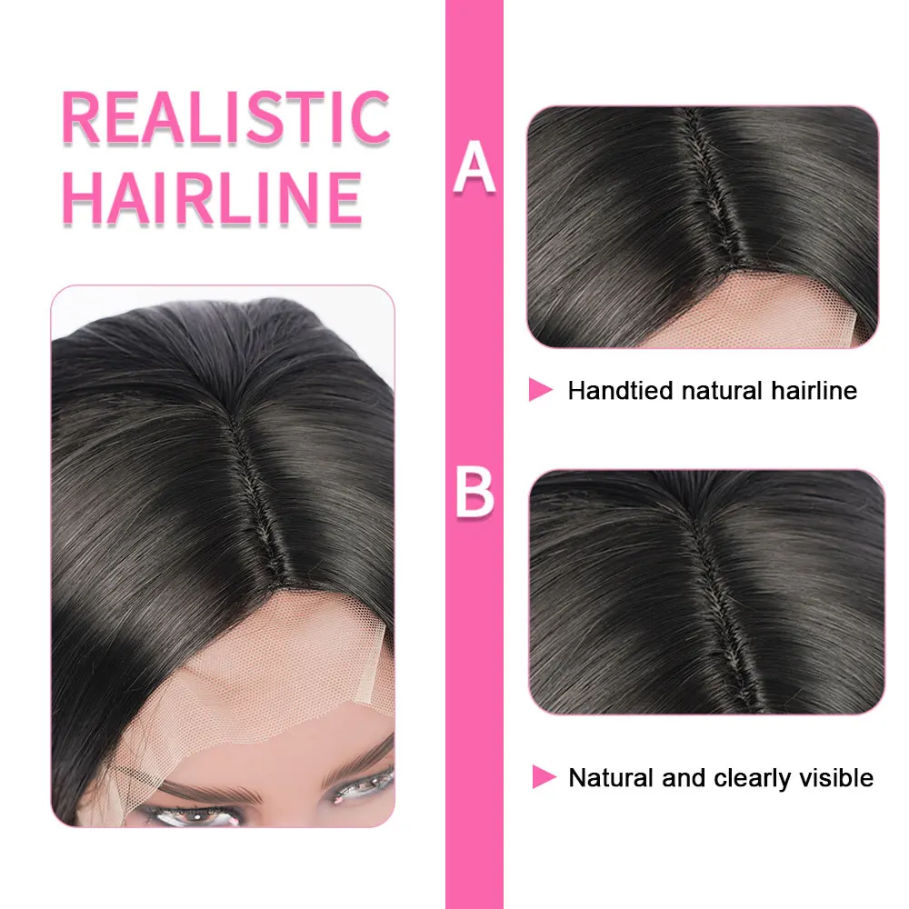 Длинные прямые черные парики для женщин синтетические волосы розовый красный