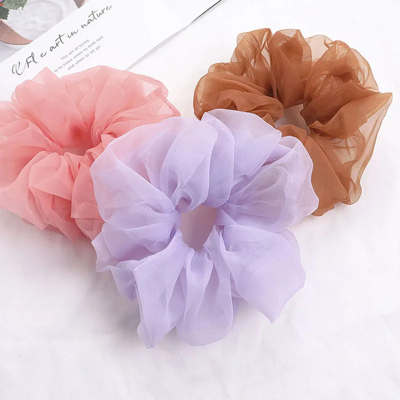 

Oversized Scrunchies Big Organza Hair Ties Elastic Hair Bands Girs Ponytail Holder Smooth Satin Scrunchie Women Hair Accessories