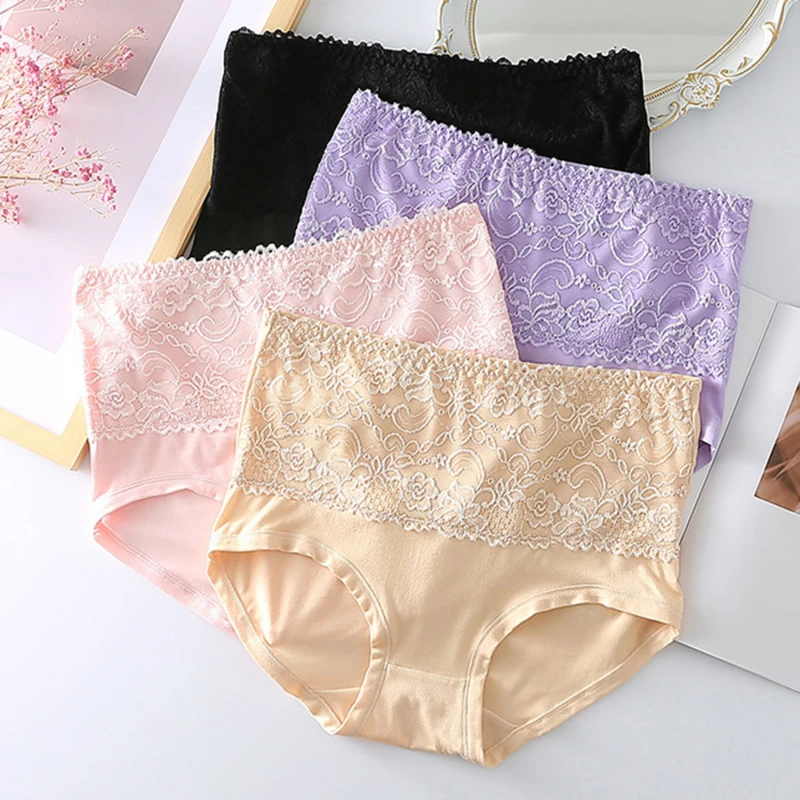 

2021 New Lace stitching Women Panties Sexy Underwear High Waist Briefs Knickers Lingerie Female Seamless Underpants