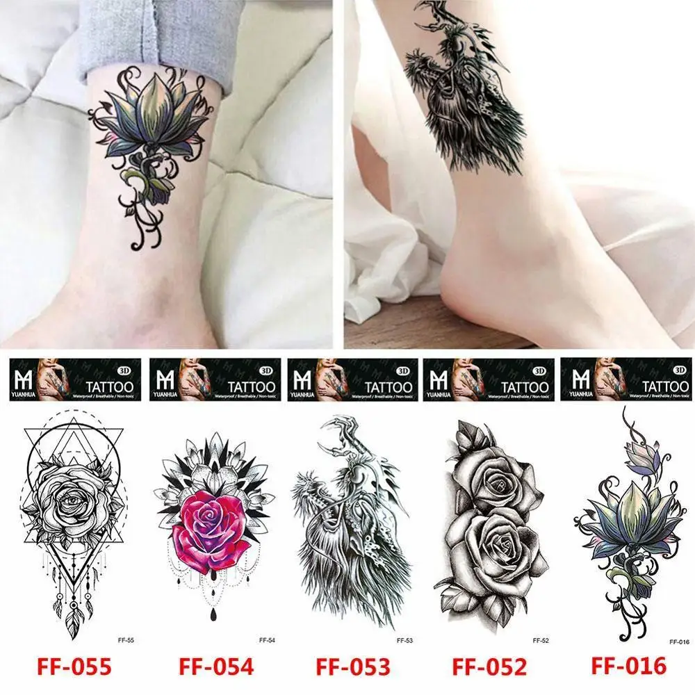 Цветок эскиз татуировки наклейки текст Водонепроницаемый прочные простые и тату