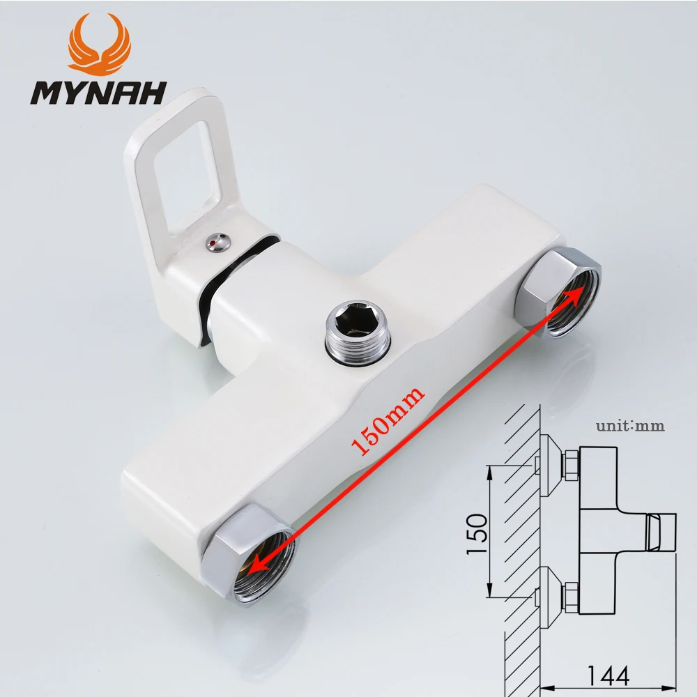 mynah modern white bath shower faucet set bathroom single handle cold and hot water mixer tap with hand shower free global shipping