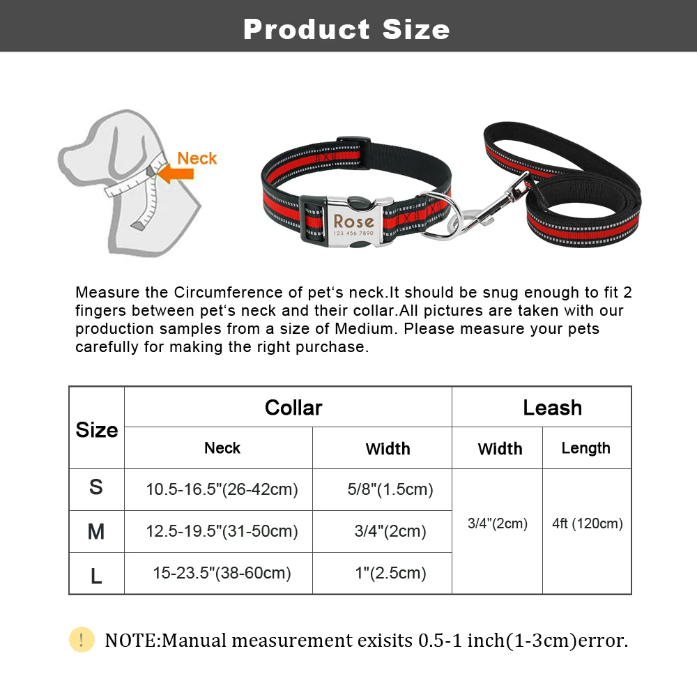 Индивидуальный поводок для ошейника собаки светоотражающий нейлоновый