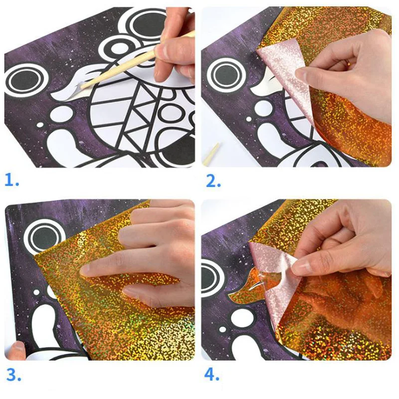 DIY Magic Color Scratch Painting Stencil for Drawing Art Sticker Paper Craft Set Kids Creative Educational Toys Children | Игрушки и