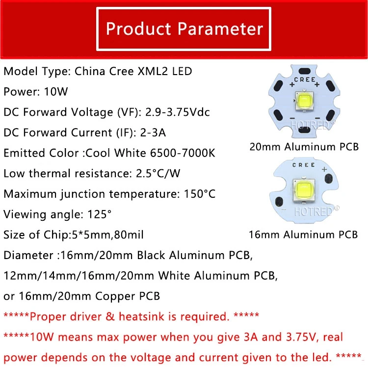 5 шт. Китай Cree XLamp XM-L2 XML2 T6 SMD5050 10 Вт Холодный белый 6500 к 80 мил высокой мощности светодиодный Диод таблеточного типа для детали для оборудования импульсного освещения лампы DIY