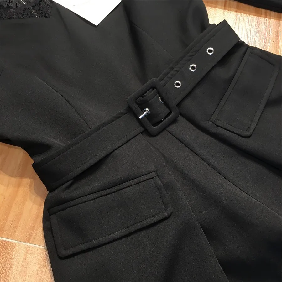 Осенне-зимний женский комбинезон с длинными рукавами черный костюмы женские