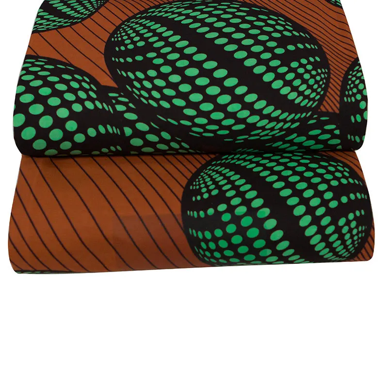 Ткань для шитья из хлопка с принтом зеленого цвета и настоящим воском в