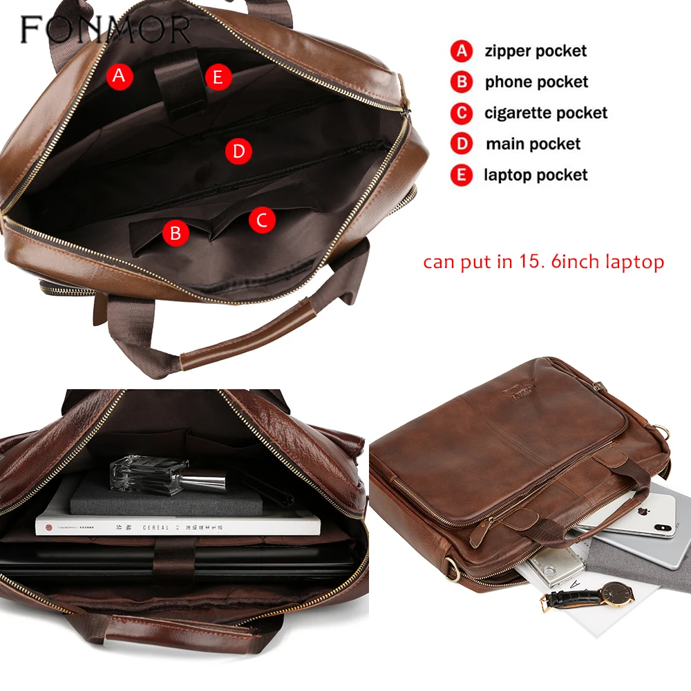 Мужской портфель из натуральной кожи Fonmor сумка мессенджер для ноутбука 15 6 дюйма