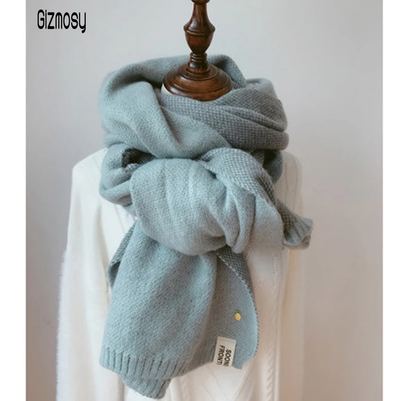 2019 женские зимние плотные однотонные кашемировые шарфы мягкие теплые пашмины