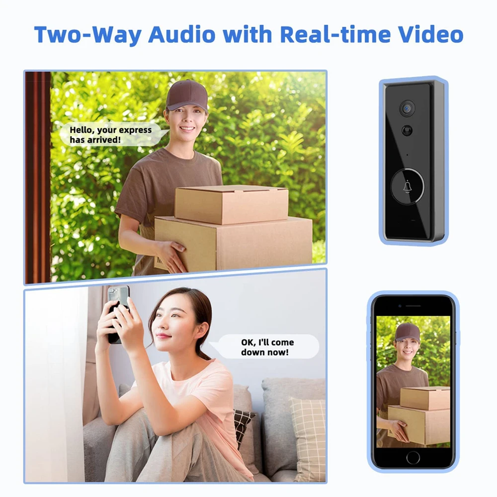 Tuya Video Doorbell HD 1080P Waterproof Camera Night Vision Wireless Doorbell WiFi Smart Home Outdoor Audio Support Alexa Google enlarge